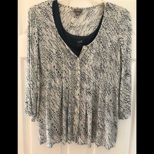 J. Jill White printed flowy blouse with blue tank